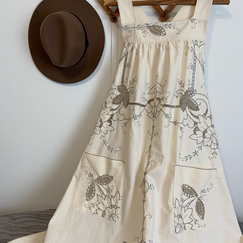 Reworked Vintage Tablecloth Pinafore Dress